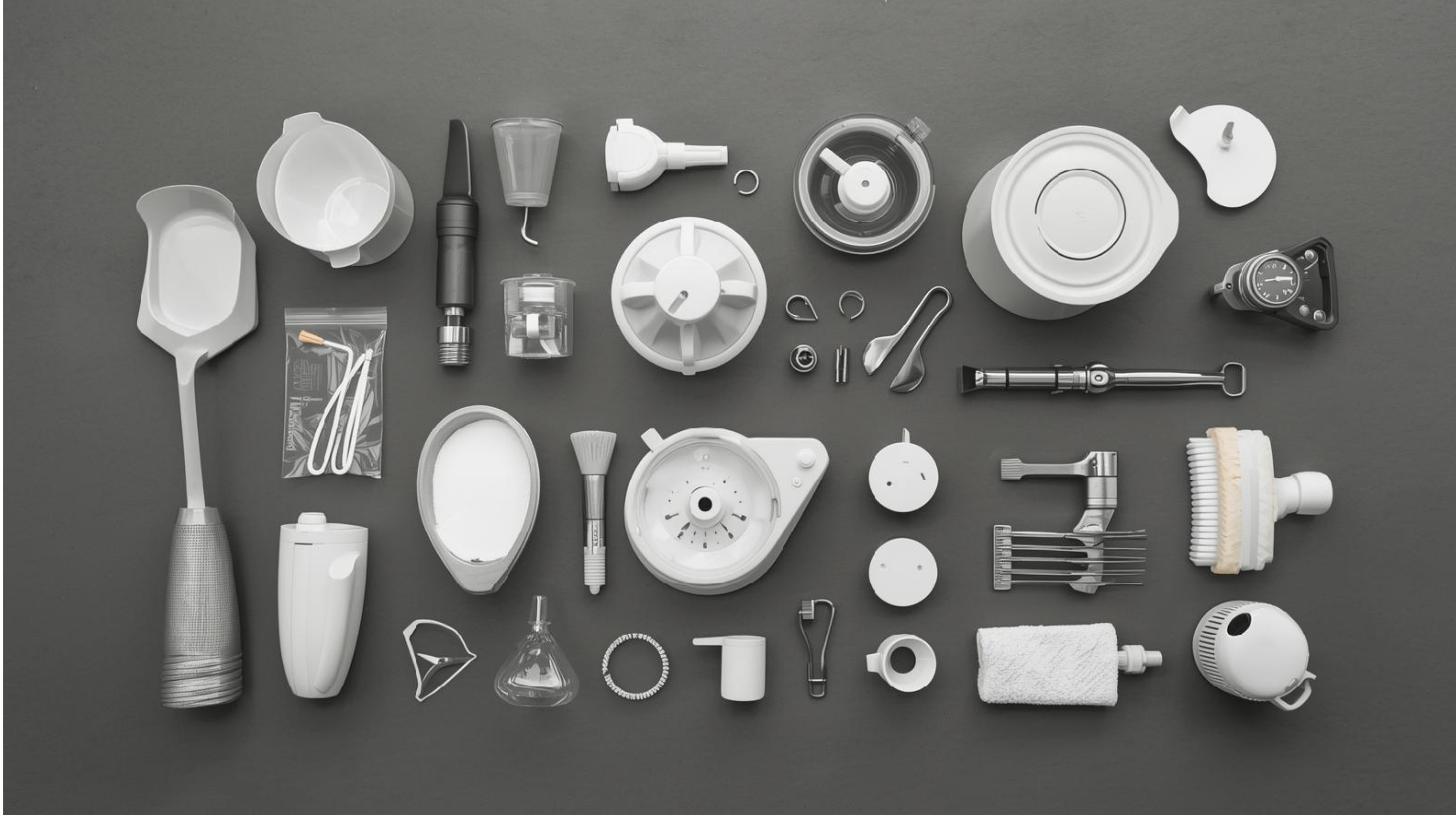 Small appliance parts and accessories displayed on a UK kitchen surface