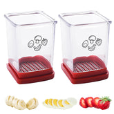 365Home Cup Slicer demonstrating strawberry slicing for uniform pieces