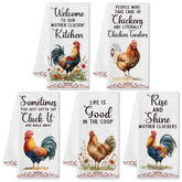 9tilight rooster-pattern dish towel set for quick drying dishes and countertops.