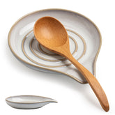 Cormomu ceramic spoon rest on stove-top, heat-safe and mess-free during cooking.