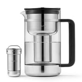 Aarke Purifier glass water pitcher displaying a crystal-clear glass carafe for clean, refreshing pours.