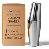 A Bar Above Boston shaker 18oz weighted set for precise, spill-free pours.