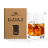 A Bar Above cocktail mixing glass 18 oz with crystal clarity for monitoring dilution.