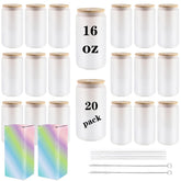 ABBSH frosted sublimation glass cup with bamboo lid, ideal for personalized drinks at home.
