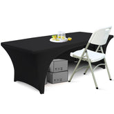 ABCCANOPY 6ft spandex table cover in black with open back for a clean professional look