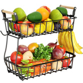 Alebew 2-tier fruit basket with banana hangers keeps fruit organized and accessible.