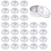Abgream 2 oz metal tin can with clear top for cosmetics storage and quick view.