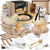 Abioto sourdough kit with Dutch oven showcases durable bakeware for bakery-worthy loaves.