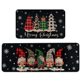 ABONDEVER Christmas kitchen rug set 2 with gnome and trees for festive floor appeal.