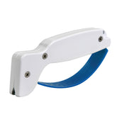 AccuSharp sharpener with diamond-honed tungsten carbide blades restores a sharp edge quickly.