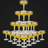 Acellegic 24-piece champagne coupe set with glitter gold for elegant celebrations