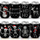 Acellegic Christmas skeleton can sleeve on a 12oz can, keeps drinks cool and hands dry.