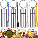 Acellegic spice containers pack travel set shows compact jars and spoons for on-the-go cooking.