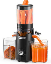ACoqoos cold press juicer with wide chute enabling whole-fruit juicing for faster prep