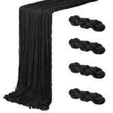 ACSUIT four-pack black cheesecloth table runner highlights soft folds ideal for wedding decor.