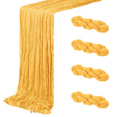 ACSUIT four-pack gold cheesecloth table runner over dining table for elegant wedding decor.