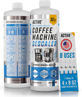 ACTIVE Coffee Descaler 32oz bottle ready to tackle mineral buildup in any coffee maker