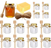 Adabocute 4oz hexagonal honey jar with gold lid, perfect for wedding favors.