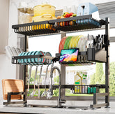 ADBIU over-the-sink dish rack extends to fit longer sinks, freeing counter space.