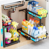 ADBIU under-sink organizer with adjustable height for versatile cabinet storage