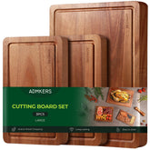 ADMKERS acacia cutting board set with three sizes for versatile kitchen prep