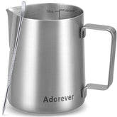 Adorever milk frothing pitcher front view for precise pouring and latte art