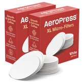 AeroPress XL filters packaging highlights compostable white paper construction
