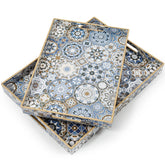 AGIOTA 2pc serving tray with handles in blue to simplify serving tasks