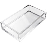 AH American Homestead clear acrylic napkin tray on bathroom counter for neat napkin access
