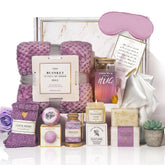 AHAGIFTREE 12-piece gift basket with blanket and mug, ideal for a comforting thoughtful gift.