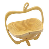 AHBLQD bamboo foldable fruit basket with apple shape, stylish fruit storage.