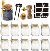 Ahhute glass sugar scrub jars 12-pack shown for DIY spa blends and neat storage
