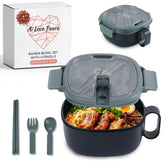 AI LOVE PEACE microwavable ramen bowl with lid for quick, mess-free meals.