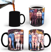 Aigori color-changing mug reveals anime beauty image when hot, a playful morning surprise.