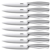 Aiheal 8-piece stainless steel steak knives set enables precise, effortless slicing.