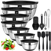 AIKKIL mixing bowls nesting set shows space-saving design for organized prep.