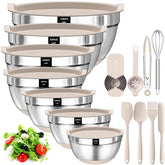 AIKKIL mixing bowls with stainless interior for durable, odor-free prep
