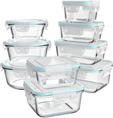 AILTEC rectangle large 35oz glass container with lid, ideal for meal prep and storage.