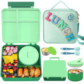 Aimsnk kids bento lunchbox green with lid lock for easy child access.