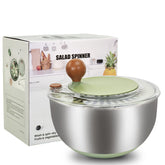 Ainmvnos 5-3qt salad spinner bowl capacity for large batches of greens and fruits.