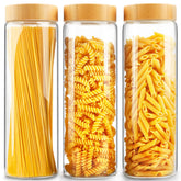 AISIPRIN glass canisters on counter with airtight lids for organized storage.