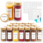 AISIPRIN glass spice jars set with clear visibility for easy organization