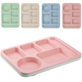 AIYoo 4Pcs unbreakable divided plate with six compartments for organized meals.