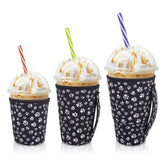 AJLTPA iced coffee sleeve with handle improves grip on cups and prevents spills.