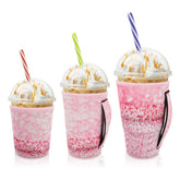AJLTPA iced coffee sleeve with pink glitter keeps drinks stylish and hands dry