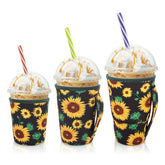 AJLTPA iced coffee sleeve set shown together; protects hands from cold and condensation.