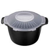 AJXX large microwave steamer 2qt with lid closed for spill-free cooking