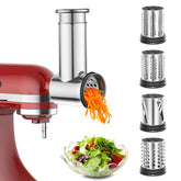 Akiosk stainless steel slicer shredder attachment ready for KitchenAid compatibility and fast prep.