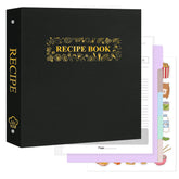 AKONEGE Recipe Binder with waterproof black hardcover keeps family recipes protected.