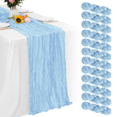 Aktor 12-pack light blue table runner wide view for elegant wedding tables.